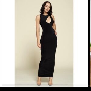 Black Cut Out Midi Dress